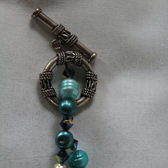 Sterling Silver, Natural Turquoise 24 " Necklace - Picture 4 of 11